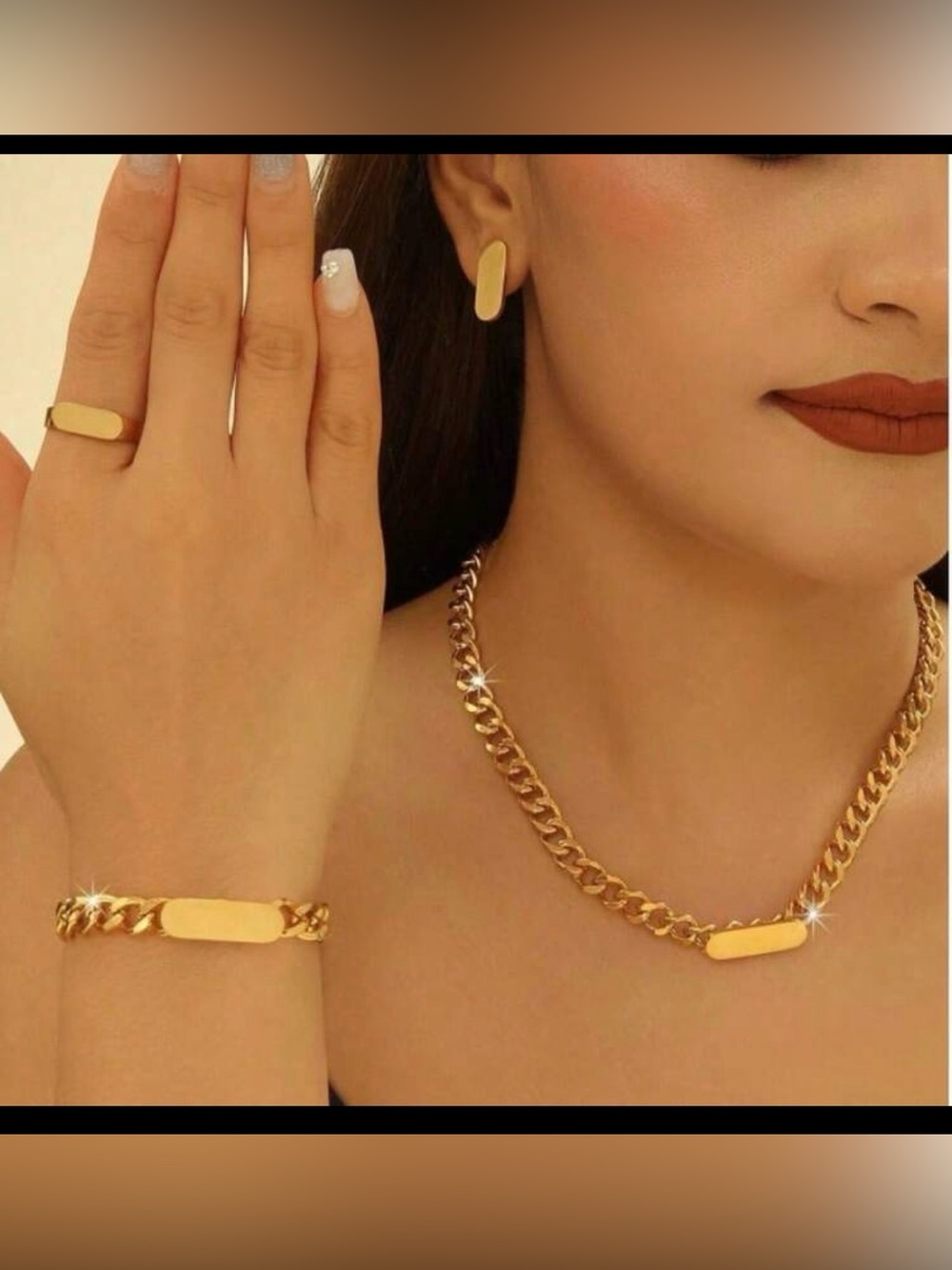 18k gold plated stainless steel set